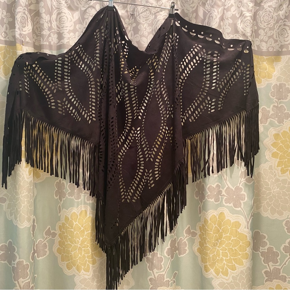 Faux suede shawl